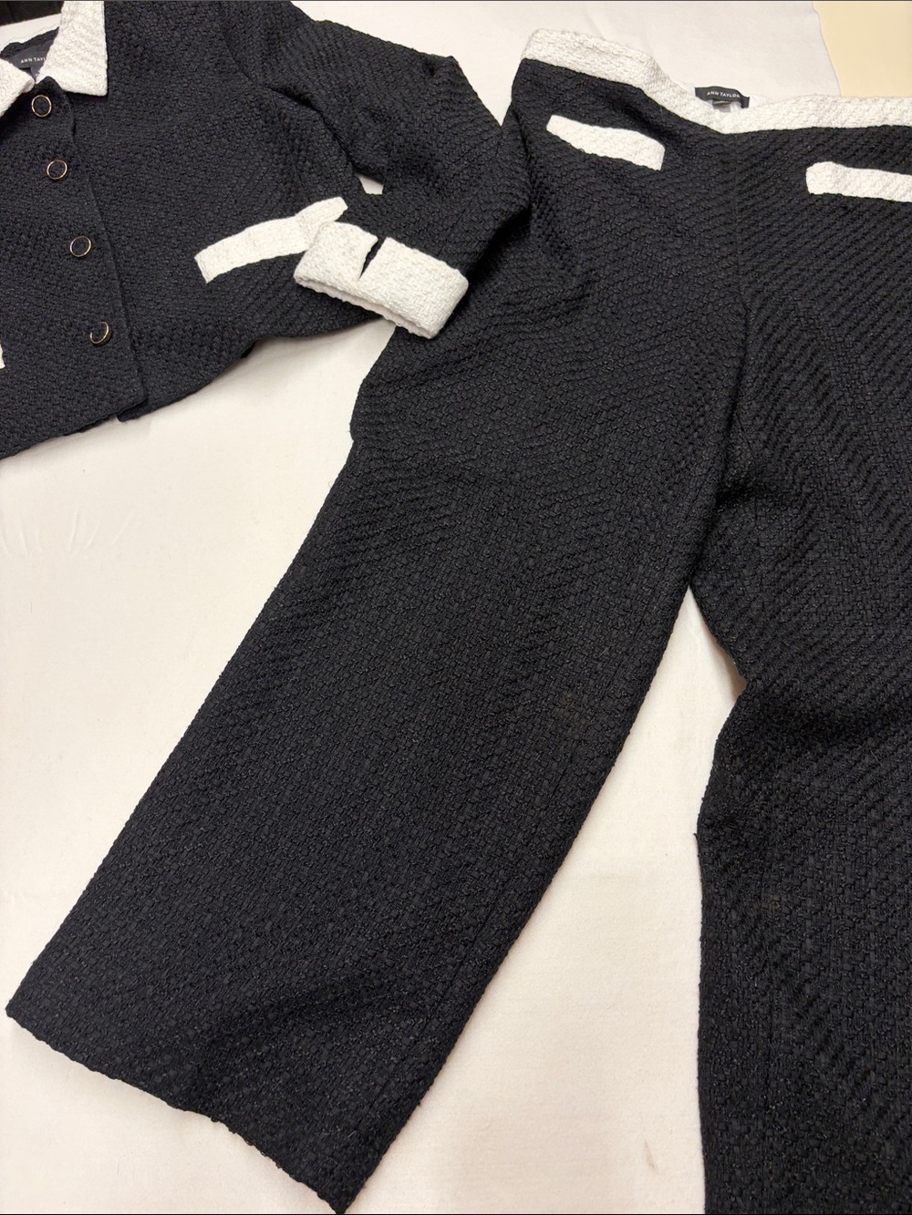 Ann Taylor Contrast Trim Tweed Jacket sz12 & Matching Pants sz10 *READ LISTING* - Picture 7 of 14